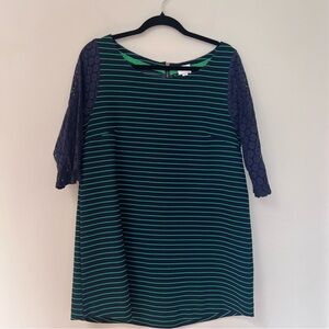 Anthropologie Postage Navy and Green Striped Top